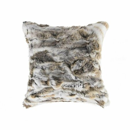 OCEANTAILER 5 x 18 x 18 in. 100 Percentage Natural Rabbit Fur Pillow - Tan & White 358158